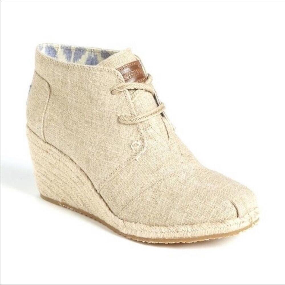 Toms desert wedge booties espadrille wedge lace-up bootie sz 8